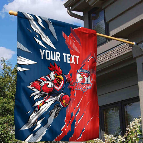 Personalized Sydney Roosters Garden Flag Dynamic Lightning Mascot Rugby Australia