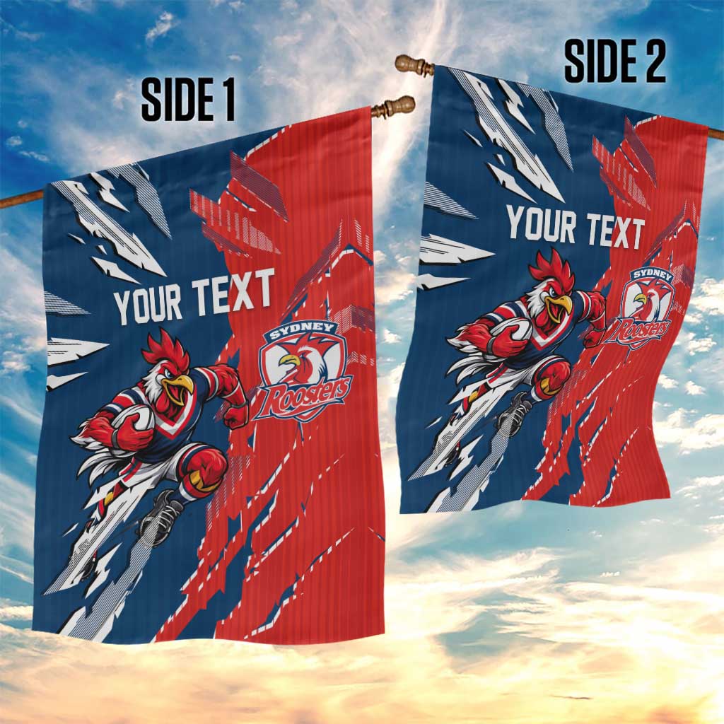 Personalized Sydney Roosters Garden Flag Dynamic Lightning Mascot Rugby Australia