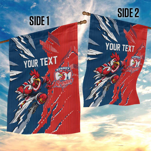 Personalized Sydney Roosters Garden Flag Dynamic Lightning Mascot Rugby Australia