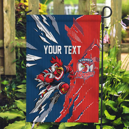 Personalized Sydney Roosters Garden Flag Dynamic Lightning Mascot Rugby Australia