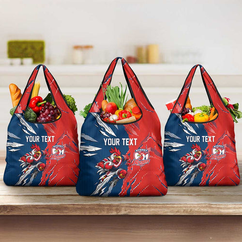 Personalized Sydney Roosters Grocery Bag Dynamic Lightning Mascot Rugby Australia