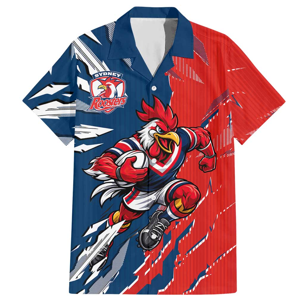 Personalized Sydney Roosters Hawaiian Shirt Dynamic Lightning Mascot Rugby Australia