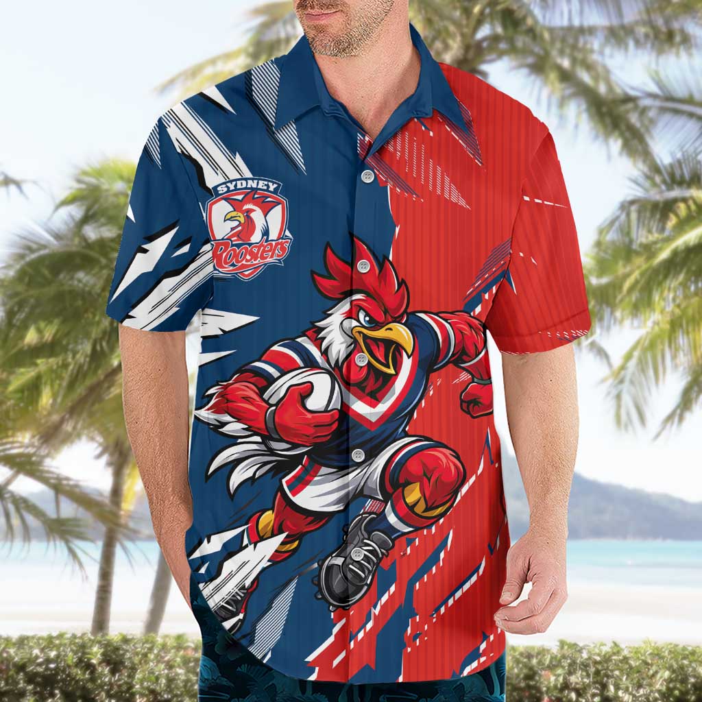 Personalized Sydney Roosters Hawaiian Shirt Dynamic Lightning Mascot Rugby Australia