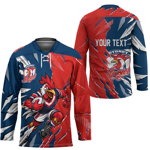 Personalized Sydney Roosters Hockey Jersey Dynamic Lightning Mascot Rugby Australia