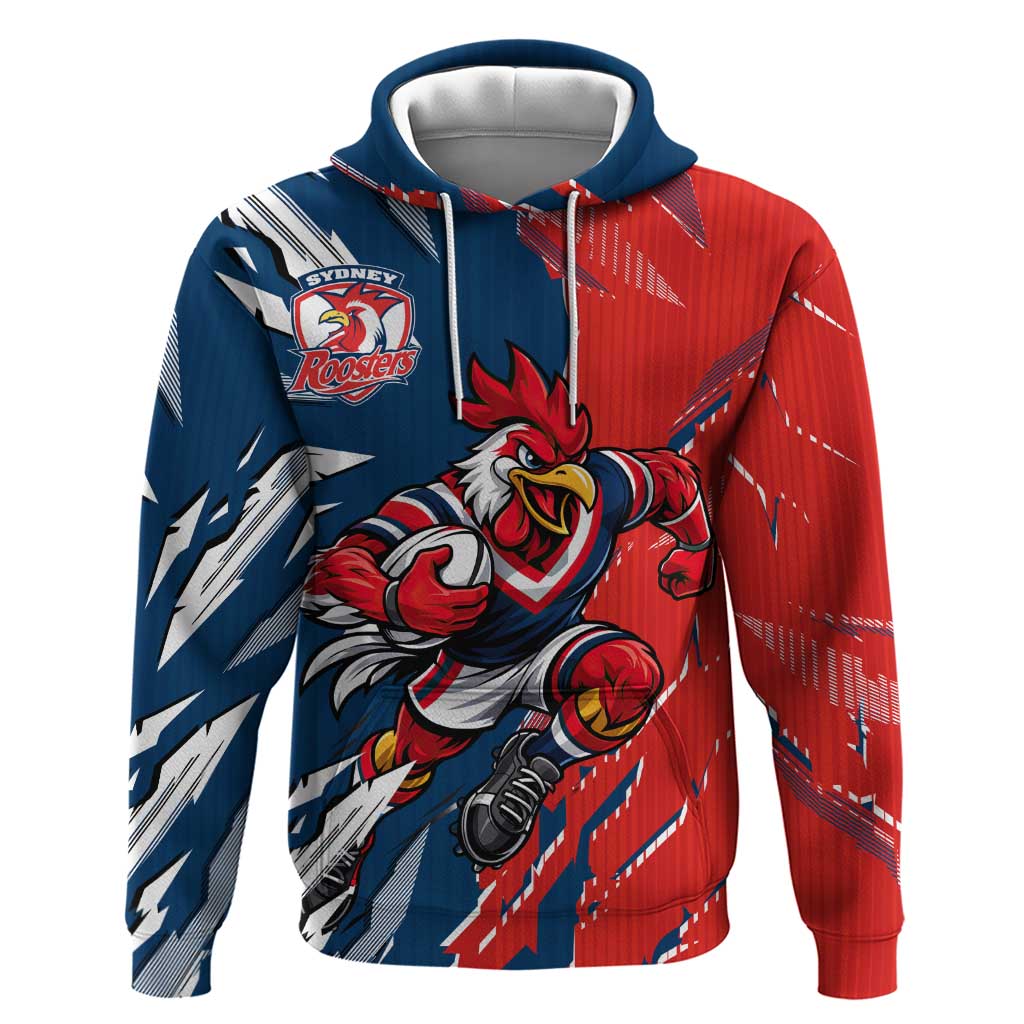 Personalized Sydney Roosters Hoodie Dynamic Lightning Mascot Rugby Australia