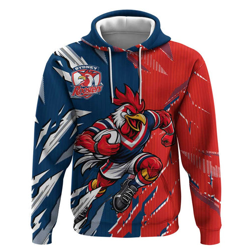 Personalized Sydney Roosters Hoodie Dynamic Lightning Mascot Rugby Australia