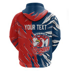 Personalized Sydney Roosters Hoodie Dynamic Lightning Mascot Rugby Australia