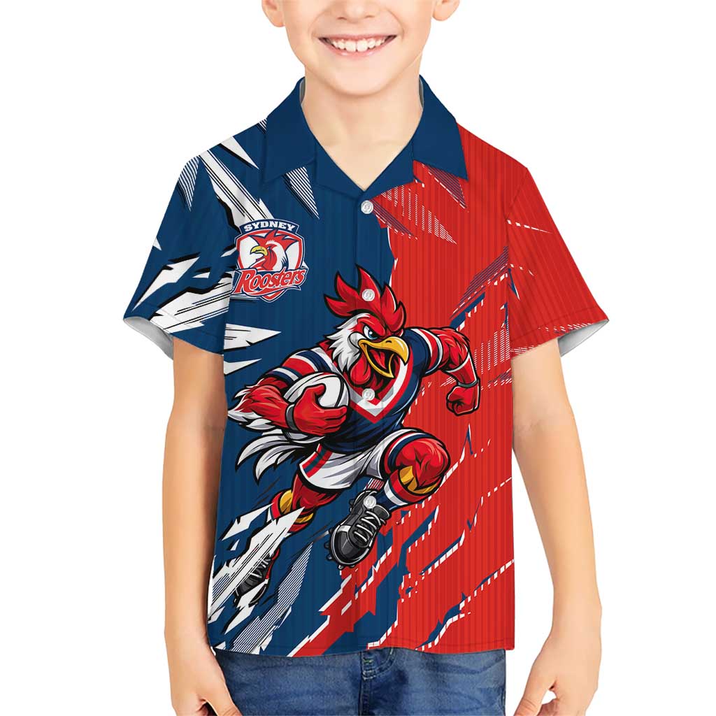 Personalized Sydney Roosters Kid Hawaiian Shirt Dynamic Lightning Mascot Rugby Australia