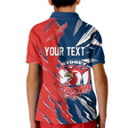 Personalized Sydney Roosters Kid Polo Shirt Dynamic Lightning Mascot Rugby Australia