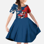 Personalized Sydney Roosters Kid Short Sleeve Dress Dynamic Lightning Mascot Rugby Australia