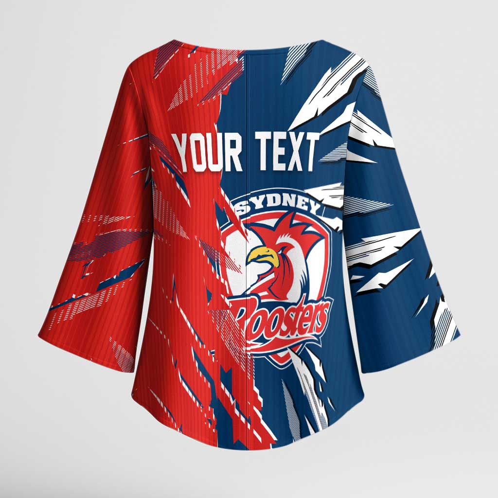 Personalized Sydney Roosters Kimono Sleeve Blouse Dynamic Lightning Mascot Rugby Australia