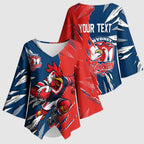 Personalized Sydney Roosters Kimono Sleeve Blouse Dynamic Lightning Mascot Rugby Australia