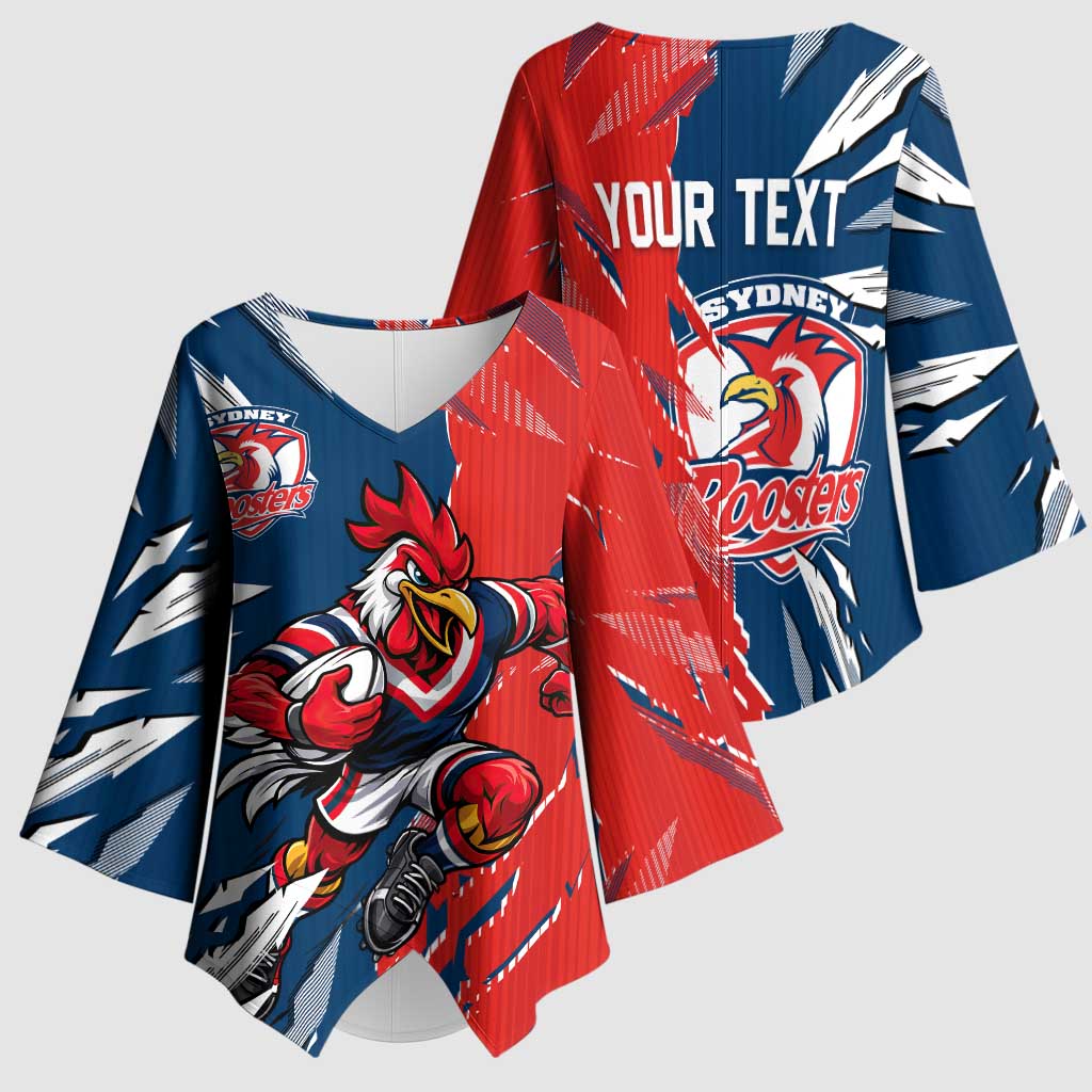 Personalized Sydney Roosters Kimono Sleeve Blouse Dynamic Lightning Mascot Rugby Australia