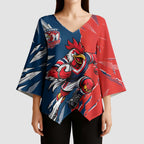 Personalized Sydney Roosters Kimono Sleeve Blouse Dynamic Lightning Mascot Rugby Australia