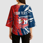 Personalized Sydney Roosters Kimono Sleeve Blouse Dynamic Lightning Mascot Rugby Australia