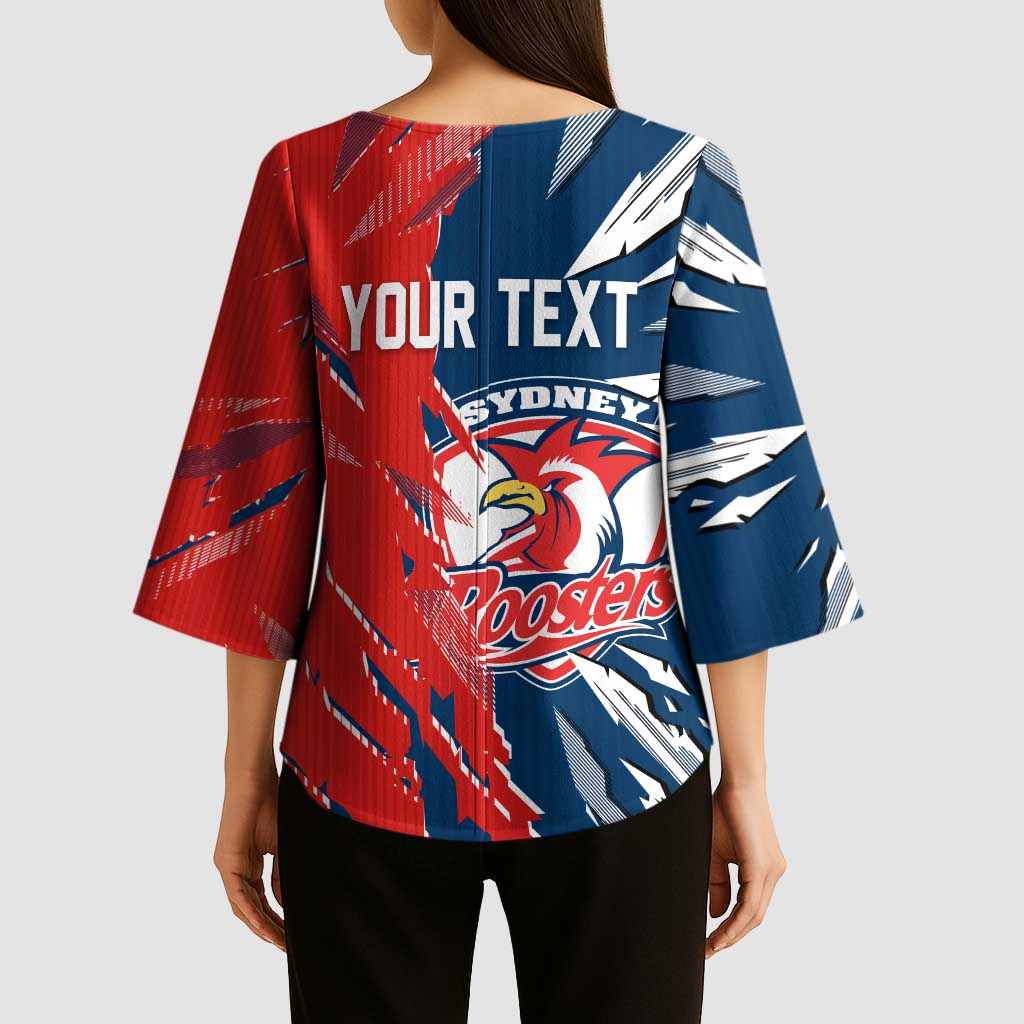 Personalized Sydney Roosters Kimono Sleeve Blouse Dynamic Lightning Mascot Rugby Australia