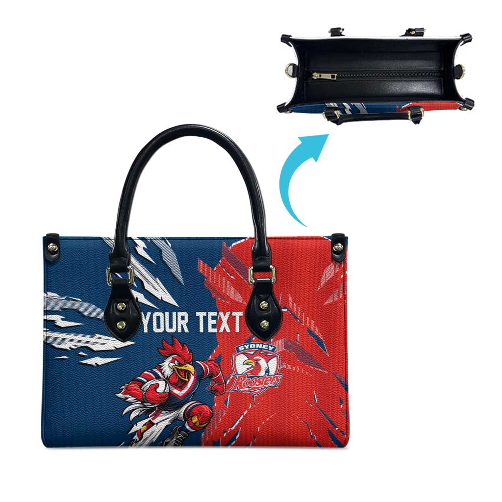 Personalized Sydney Roosters Leather Bag Dynamic Lightning Mascot Rugby Australia