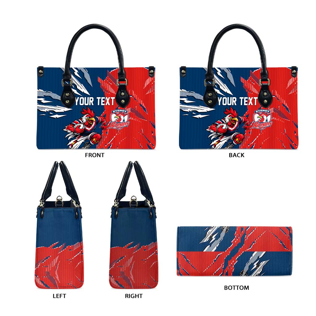 Personalized Sydney Roosters Leather Bag Dynamic Lightning Mascot Rugby Australia