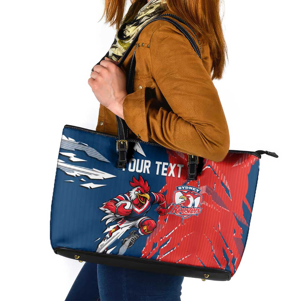 Personalized Sydney Roosters Leather Tote Bag Dynamic Lightning Mascot Rugby Australia