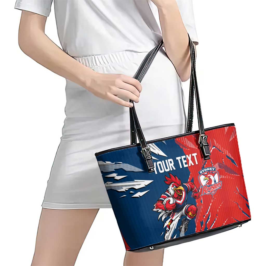 Personalized Sydney Roosters Leather Tote Bag Dynamic Lightning Mascot Rugby Australia