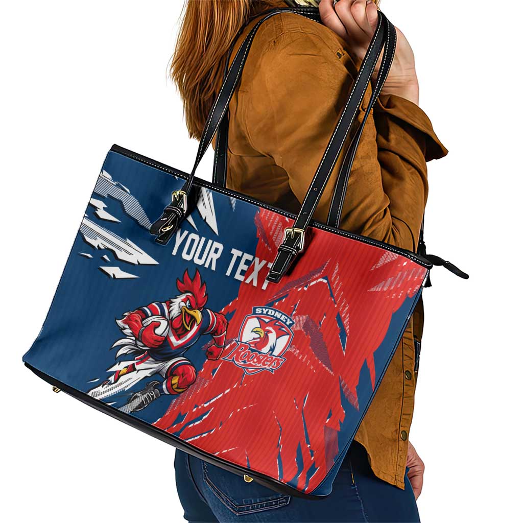 Personalized Sydney Roosters Leather Tote Bag Dynamic Lightning Mascot Rugby Australia