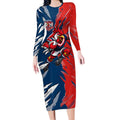Personalized Sydney Roosters Long Sleeve Bodycon Dress Dynamic Lightning Mascot Rugby Australia