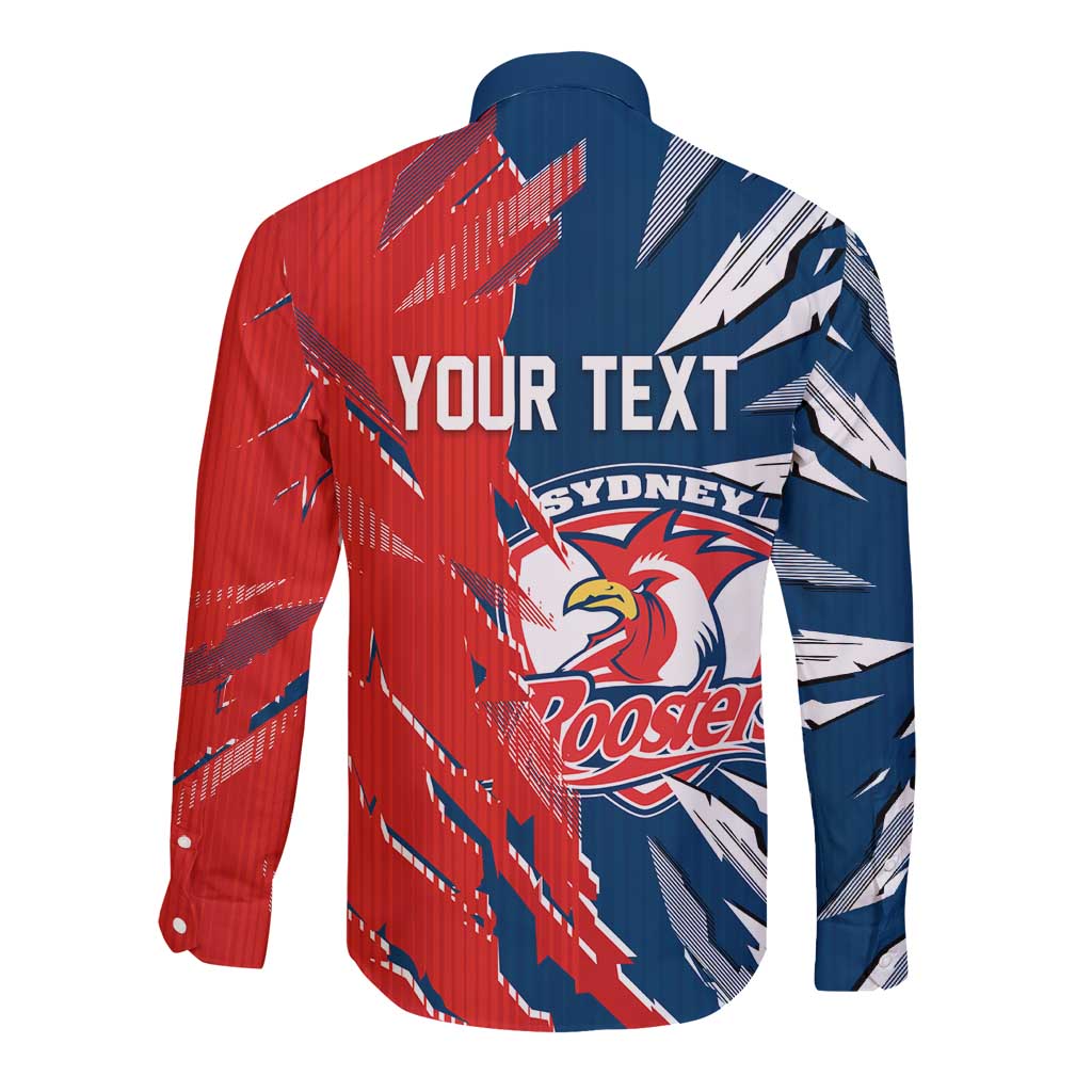 Personalized Sydney Roosters Long Sleeve Button Shirt Dynamic Lightning Mascot Rugby Australia