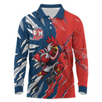 Personalized Sydney Roosters Long Sleeve Polo Shirt Dynamic Lightning Mascot Rugby Australia