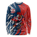 Personalized Sydney Roosters Long Sleeve Shirt Dynamic Lightning Mascot Rugby Australia