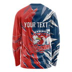 Personalized Sydney Roosters Long Sleeve Shirt Dynamic Lightning Mascot Rugby Australia