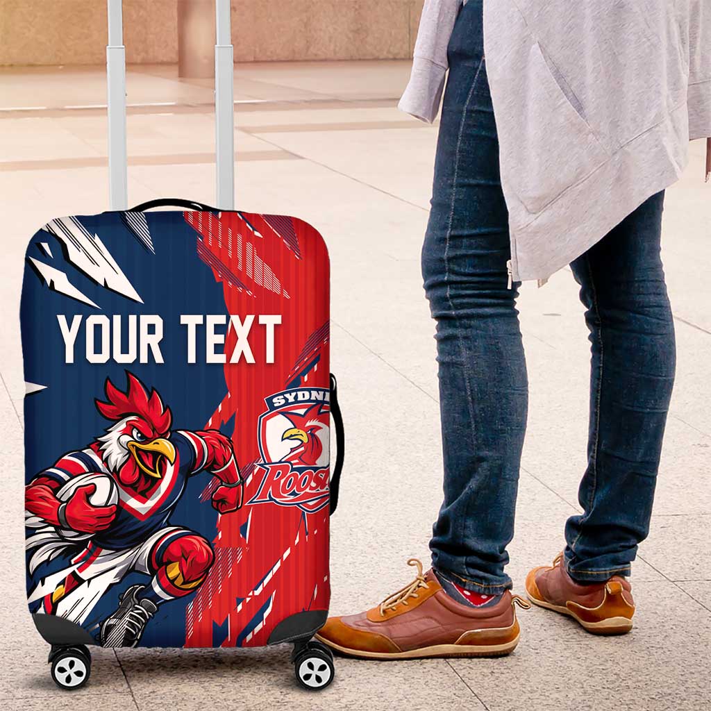 Personalized Sydney Roosters Luggage Cover Dynamic Lightning Mascot Rugby Australia