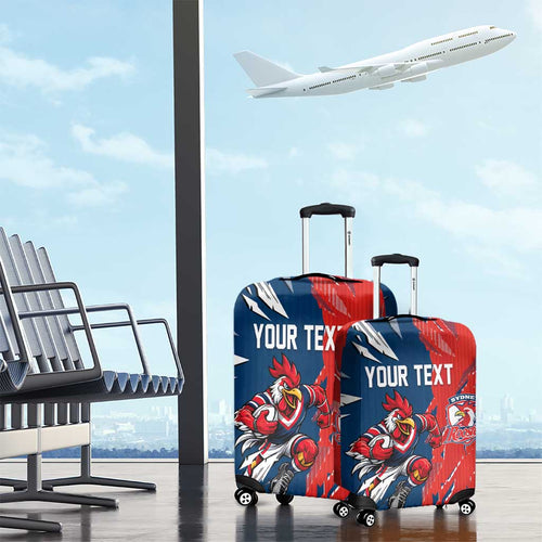 Personalized Sydney Roosters Luggage Cover Dynamic Lightning Mascot Rugby Australia
