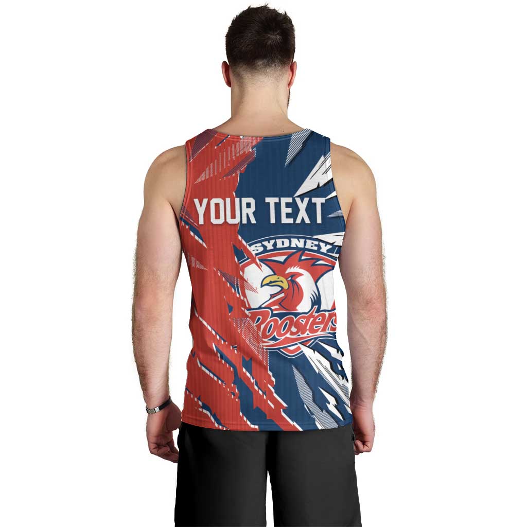 Personalized Sydney Roosters Men Tank Top Dynamic Lightning Mascot Rugby Australia