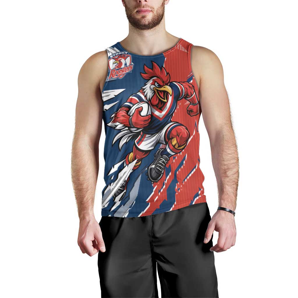Personalized Sydney Roosters Men Tank Top Dynamic Lightning Mascot Rugby Australia