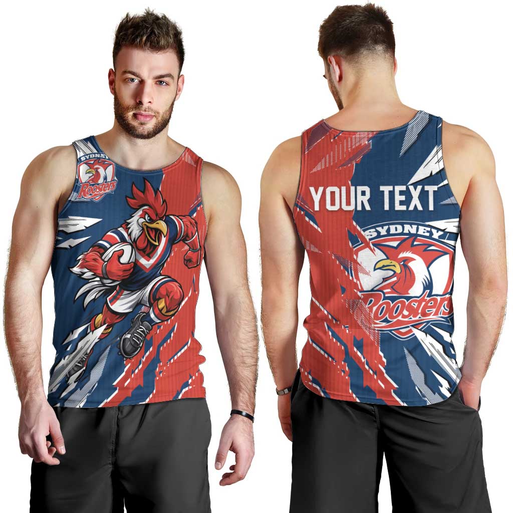 Personalized Sydney Roosters Men Tank Top Dynamic Lightning Mascot Rugby Australia