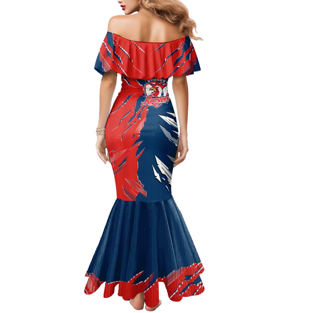 Personalized Sydney Roosters Mermaid Dress Dynamic Lightning Mascot Rugby Australia