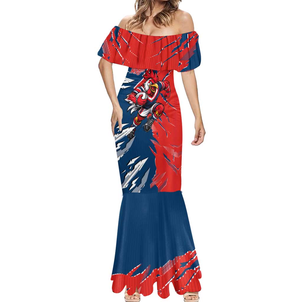 Personalized Sydney Roosters Mermaid Dress Dynamic Lightning Mascot Rugby Australia