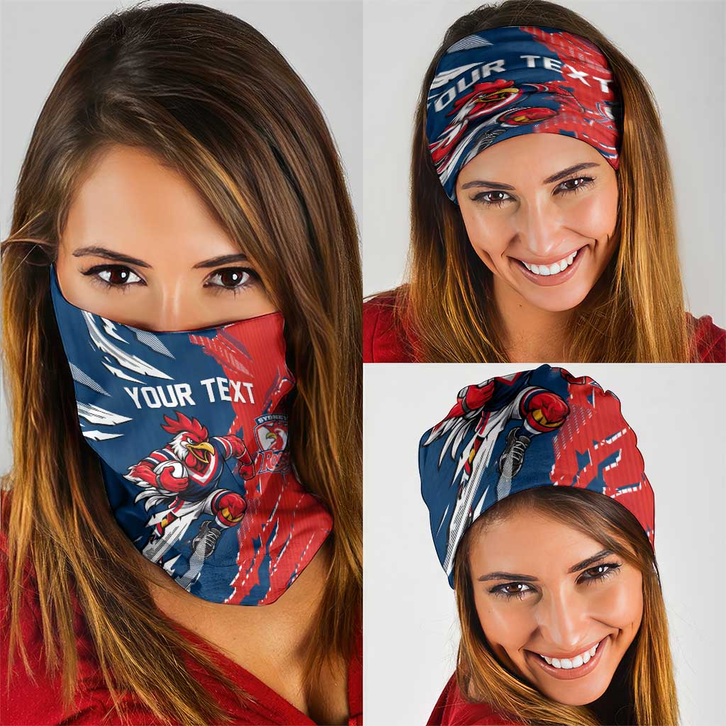 Personalized Sydney Roosters Neck Gaiter Dynamic Lightning Mascot Rugby Australia