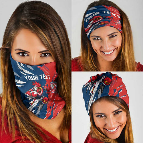Personalized Sydney Roosters Neck Gaiter Dynamic Lightning Mascot Rugby Australia
