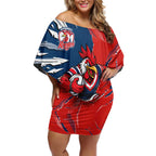 Personalized Sydney Roosters Off Shoulder Short Dress Dynamic Lightning Mascot Rugby Australia