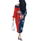 Personalized Sydney Roosters Off The Shoulder Long Sleeve Dress Dynamic Lightning Mascot Rugby Australia