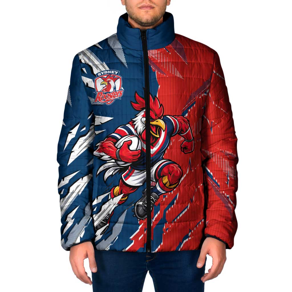 Personalized Sydney Roosters Padded Jacket Dynamic Lightning Mascot Rugby Australia