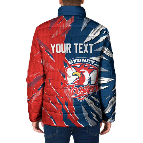 Personalized Sydney Roosters Padded Jacket Dynamic Lightning Mascot Rugby Australia