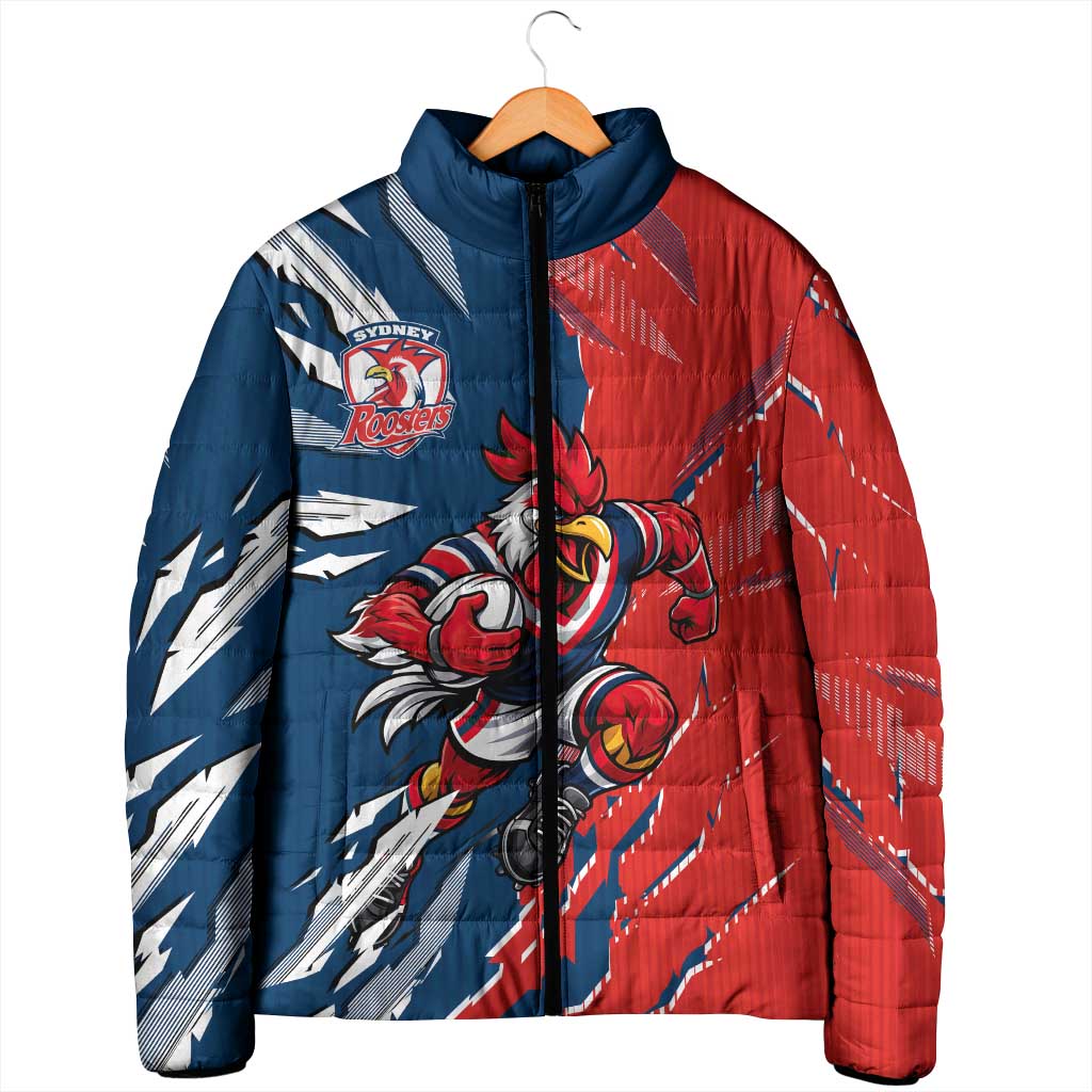 Personalized Sydney Roosters Padded Jacket Dynamic Lightning Mascot Rugby Australia