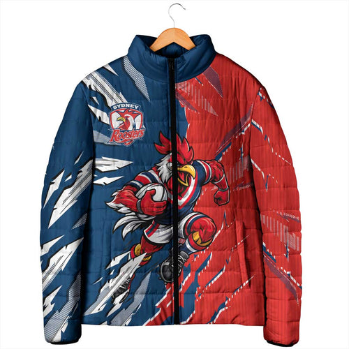 Personalized Sydney Roosters Padded Jacket Dynamic Lightning Mascot Rugby Australia