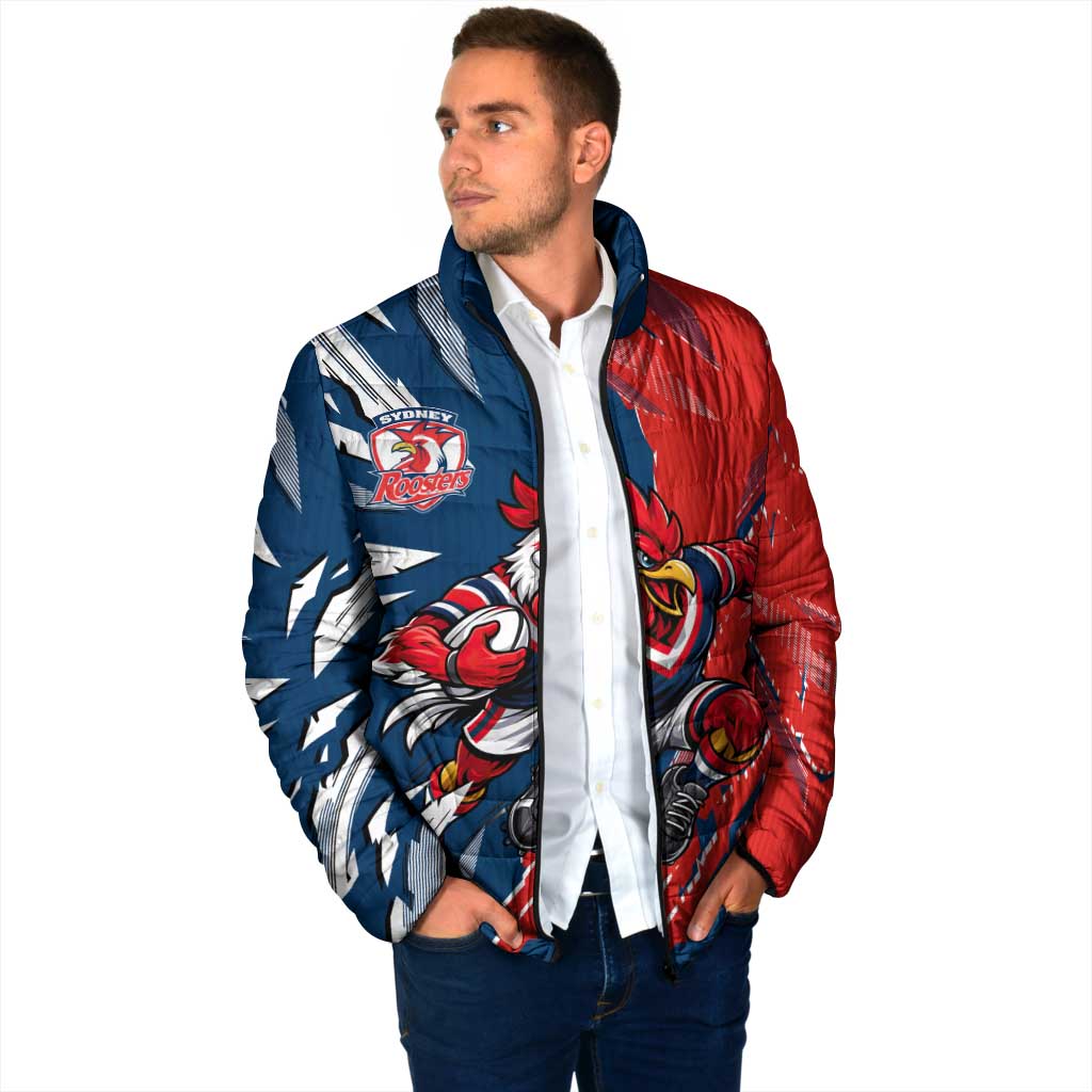 Personalized Sydney Roosters Padded Jacket Dynamic Lightning Mascot Rugby Australia