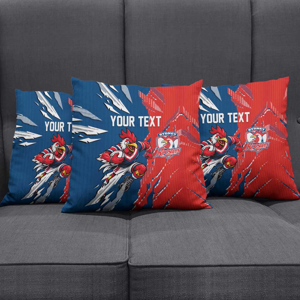 Personalized Sydney Roosters Pillow Cover Dynamic Lightning Mascot Rugby Australia