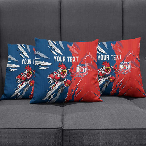 Personalized Sydney Roosters Pillow Cover Dynamic Lightning Mascot Rugby Australia