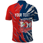 Personalized Sydney Roosters Polo Shirt Dynamic Lightning Mascot Rugby Australia