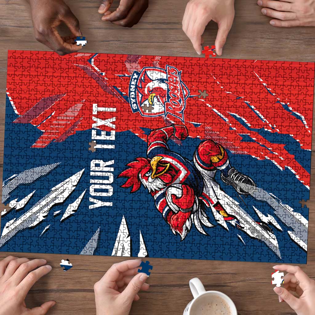 Personalized Sydney Roosters Puzzle Dynamic Lightning Mascot Rugby Australia